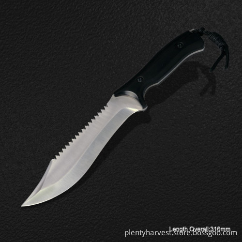 Fixed-Blade Knife with Wooden Handle (#3781)
